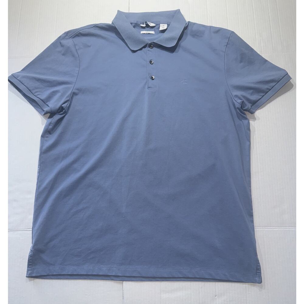 CALVIN KLEIN Classic Fit Mens Polo Shirt Blue Size Large